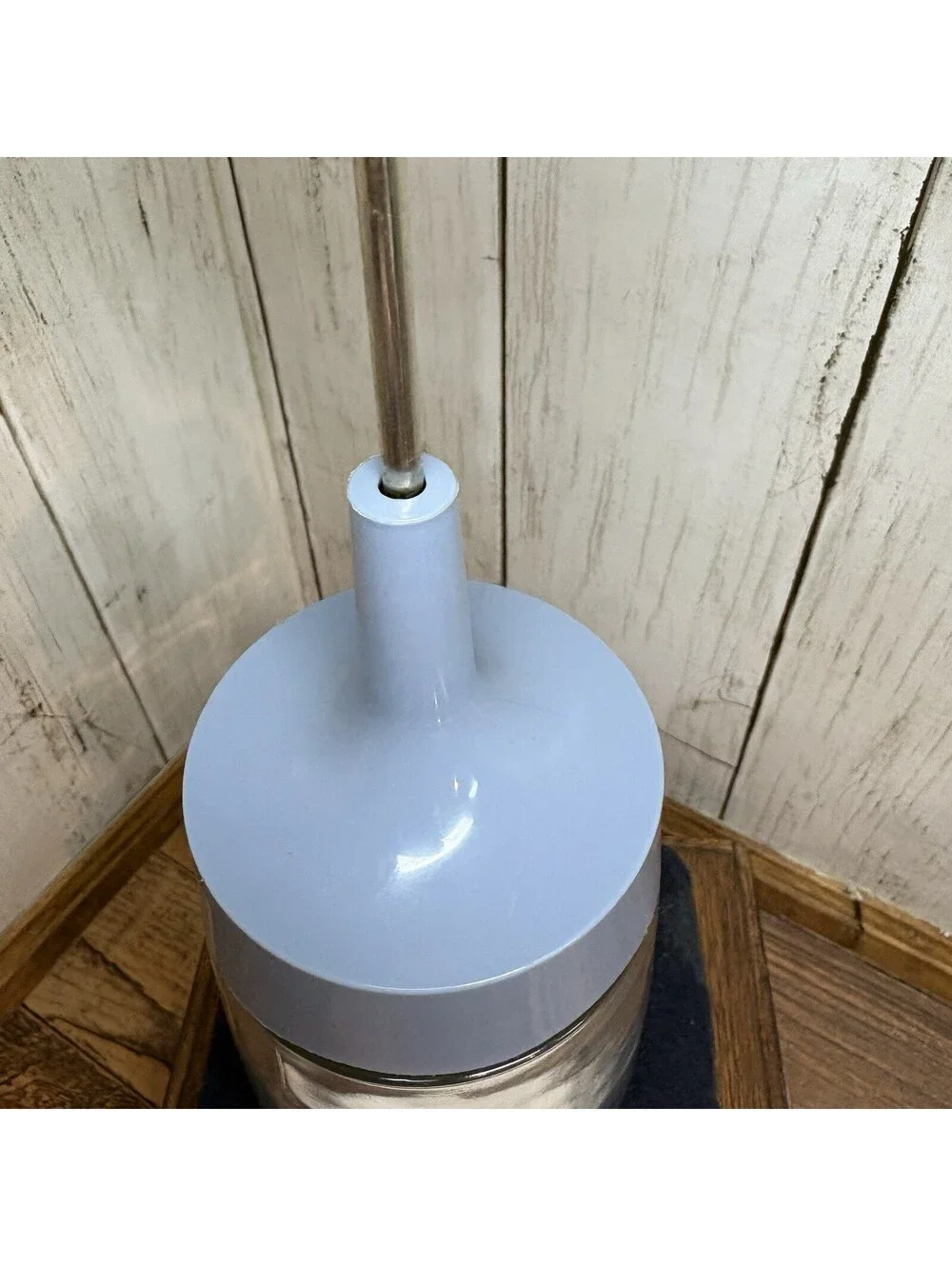Vintage Gemco Glass Food N Nut Chopper Blue Lid Stainless Steel Blade USA Made